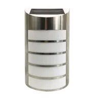 Lampy ogrodowe - Kinkiet solarny LED srebrny - miniaturka - grafika 1