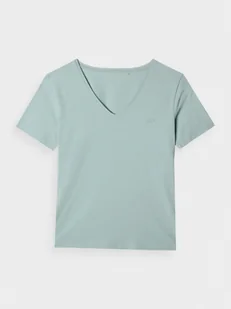 Damski t-shirt basic 4F 4FWAW24TTSHF1649 - turkusowy - Koszulki sportowe damskie - miniaturka - grafika 1