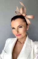 Ozdoby do włosów - Fascynator beżowy capucino - miniaturka - grafika 1