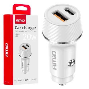 Ładowarka samochodowa usb-a + usb-c 20w amio-03878 - Ładowarki samochodowe - miniaturka - grafika 1