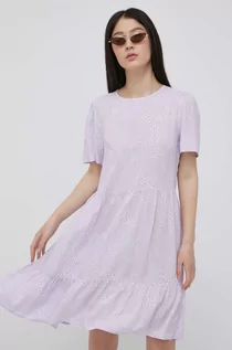 Sukienki - Vila sukienka kolor fioletowy mini rozkloszowana - grafika 1