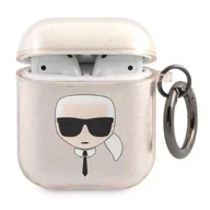 Akcesoria do słuchawek - Karl Lagerfeld KLA2UKHGD AirPods cover złoty/gold Glitter Karl`s Head - miniaturka - grafika 1