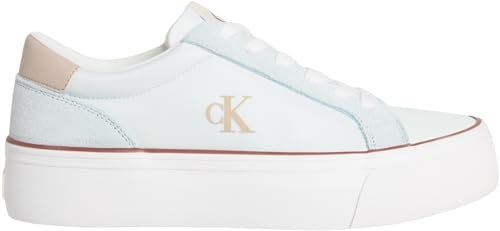 Calvin Klein Jeans Damska koszulka Vulc Flatform Mg Nylon Mix Yw0yw01896 Low Top, Niebieski żagiel Oxford Tan, 4