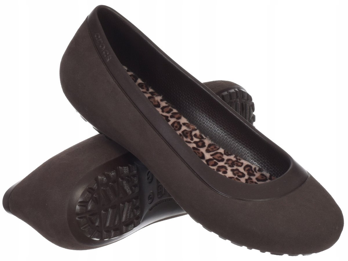 BALERINY DAMSKIE CROCS MAMMOTH LEOPARD LINED FLAT16203-2L3 brązowe 34-35