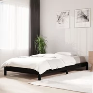 Łóżka - Lumarko Łóżko sztaplowane, czarne, 100x200 cm, lite drewno sosnowe - miniaturka - grafika 1
