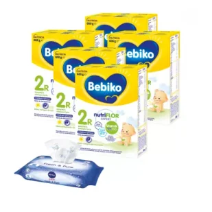 Bebiko 2R Mleko następne dla niemowląt powyżej 6. miesiąca życia + Nivea Chusteczki nawilżane dla dzieci i niemowląt Baby Fresh & Pure Zestaw 5 x 600 g + 63 szt. - Mleko modyfikowane - miniaturka - grafika 1