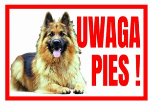 Uwaga Pies  Owczarek - Tabliczka Ostrzegawcza - Akcesoria BHP - miniaturka - grafika 1