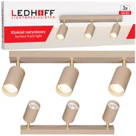 Lampy sufitowe - Potrójny kinkiet LED 3x GU10 ecru mat Lampa sufitowa ruchoma SPOT BEŻOWA TUBA na ścianę do salonu sypialni - LEDHOFF - miniaturka - grafika 1