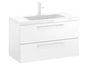 Szafki łazienkowe - Szafka Wisząca Z Umywalką RON 80 cm - Biały Mat - Uchwyty Białe Matowe - miniaturka - grafika 1