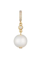 Wisiorki - Elli PREMIUM Damski wisiorek klasyczny z perłą hodowlaną słodkowodną i cyrkoniami z pozłacanego srebra próby 925 Sterling Silver Wisiorki 1 ct - miniaturka - grafika 1