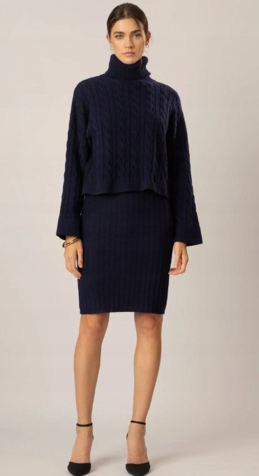 APART KOMPLET DAMSKI GRANATOWY SUKIENKA I SWETER 38 JHF