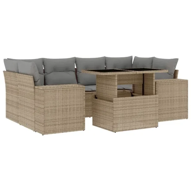 Zestaw mebli ogrodowych modułowych beżowy rattan PE 62 x 62 x 69 cm