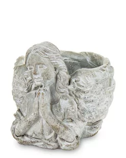 Osłonka na doniczkę cmentarna szara Anioł 16 cm - Donice - miniaturka - grafika 1