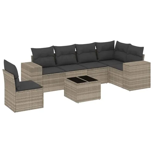 Modułowy zestaw wypoczynkowy z rattanu PE jasnoszary 62x62x69 cm