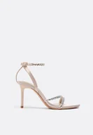 Sandały damskie - Stradivarius Sandały na szpilce z cyrkoniami BEŻOWY 41 - miniaturka - grafika 1
