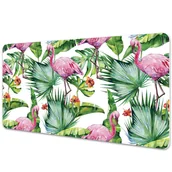 Podkładki na biurko - Duża podkładka na biurko Liście i Flamingi 90x45cm - miniaturka - grafika 1