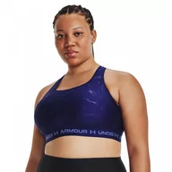 Bielizna sportowa damska - Biustonosz treningowy Under Armour Mid Crossback Emboss Sports Bra - niebieski - UNDER ARMOUR - miniaturka - grafika 1