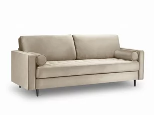 Sofa trzyosobowa pikowana Santo aksamit beżowa nóżki czarne - Sofy i kanapy - miniaturka - grafika 1