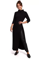 Bluzki damskie - B163 Długa tunika z rozcięciem - czarna (kolor czarny, rozmiar XL) - miniaturka - grafika 1