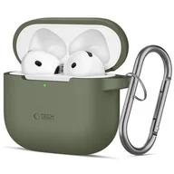 Akcesoria do słuchawek - Etui na słuchawki TECH-PROTECT Silicone Hook do Apple Airpods 4 Zielony - miniaturka - grafika 1