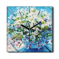 Zegary - Klasyczny zegar ścienny na płótnie Kwiaty 30x30 cm, Coloray - miniaturka - grafika 1