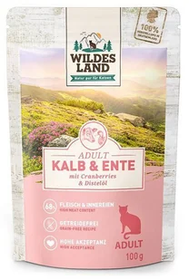 Wildes Land Cat Classic Adult Kalb & Ente saszetka 100g - Mokra karma dla kotów - miniaturka - grafika 1