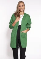 Swetry damskie - Swetrowy płaszczyk - PA013 zielony MKM - miniaturka - grafika 1