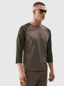 Koszulki sportowe męskie - 4F Longsleeve rowerowy szybkoschnący męski - brązowy S - miniaturka - grafika 1