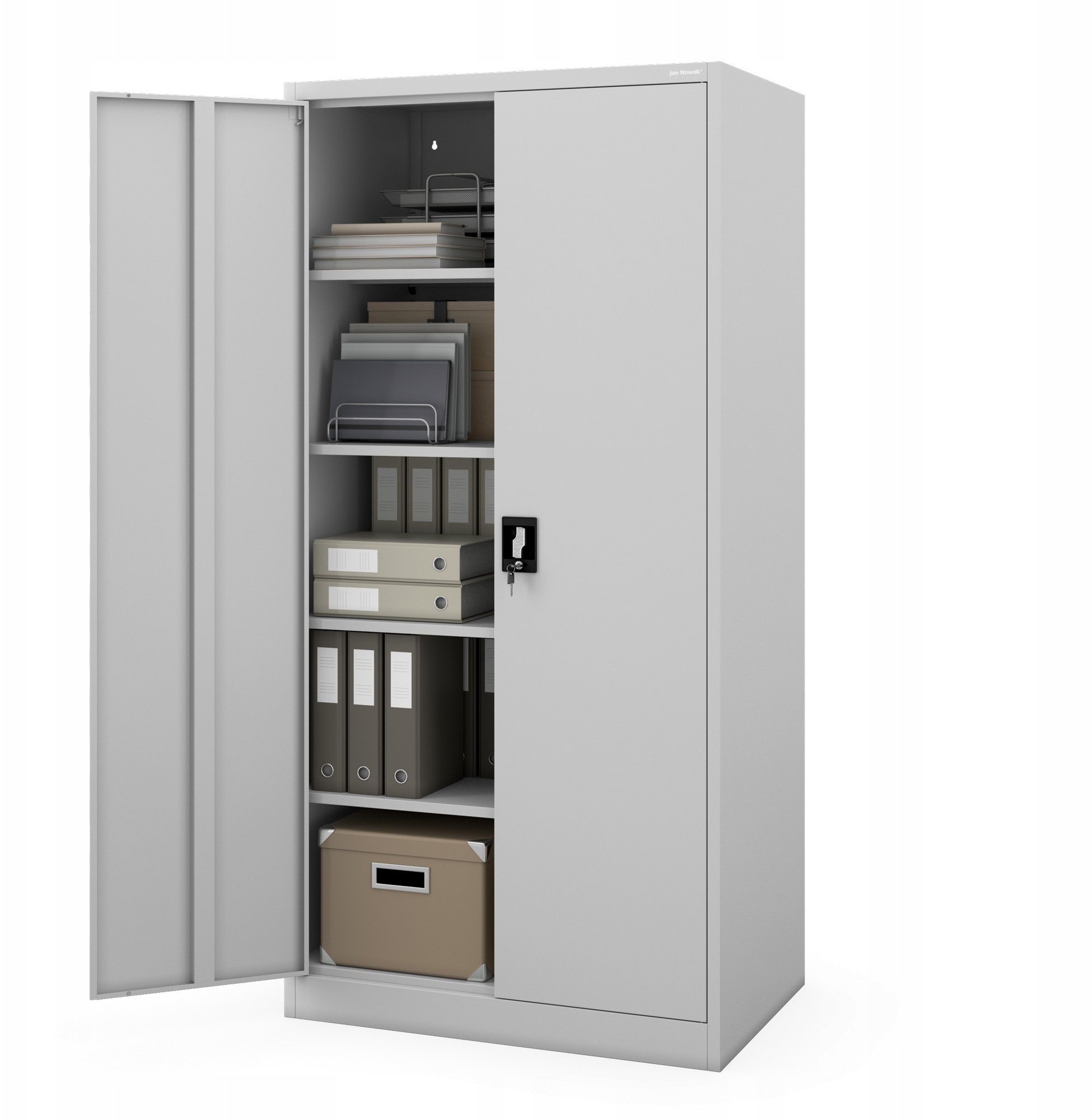 Jan Nowak Szafa metalowa biurowa, warsztatowa szara JAN D600 900 x 1850 x 600 mm