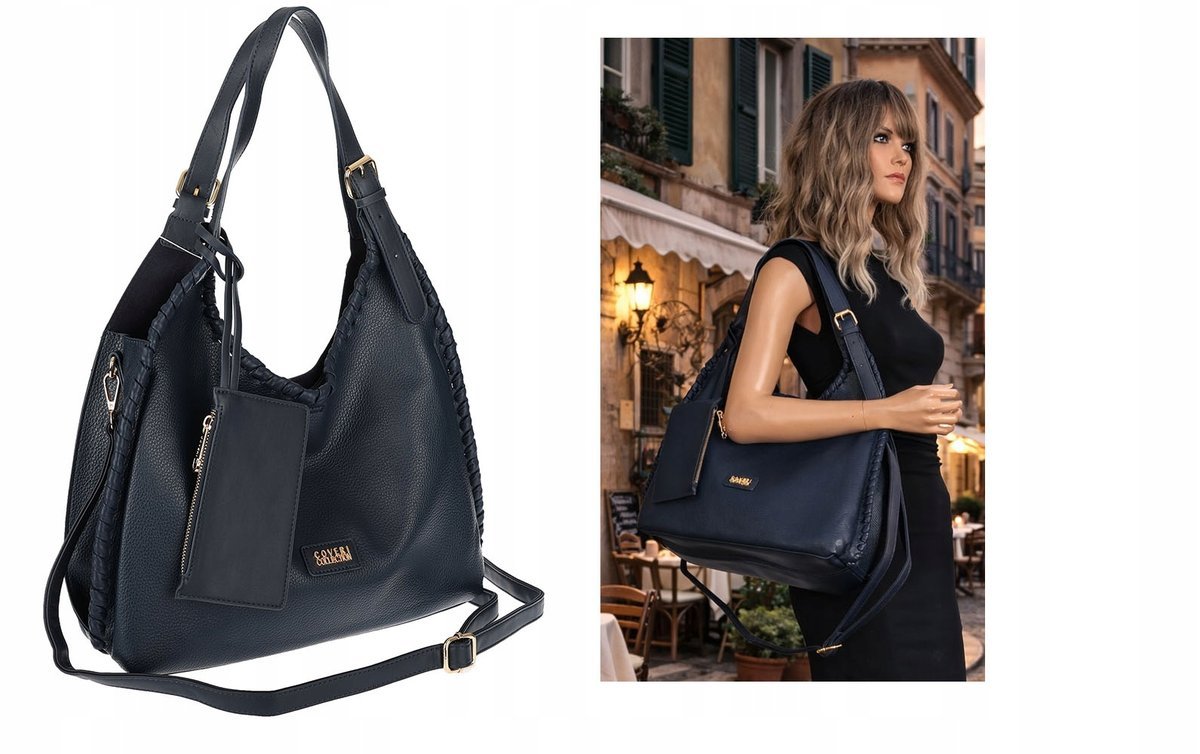 Torebka Damska Listonoszka Worek Shopper Torba na Ramię CC6693 Granatowa