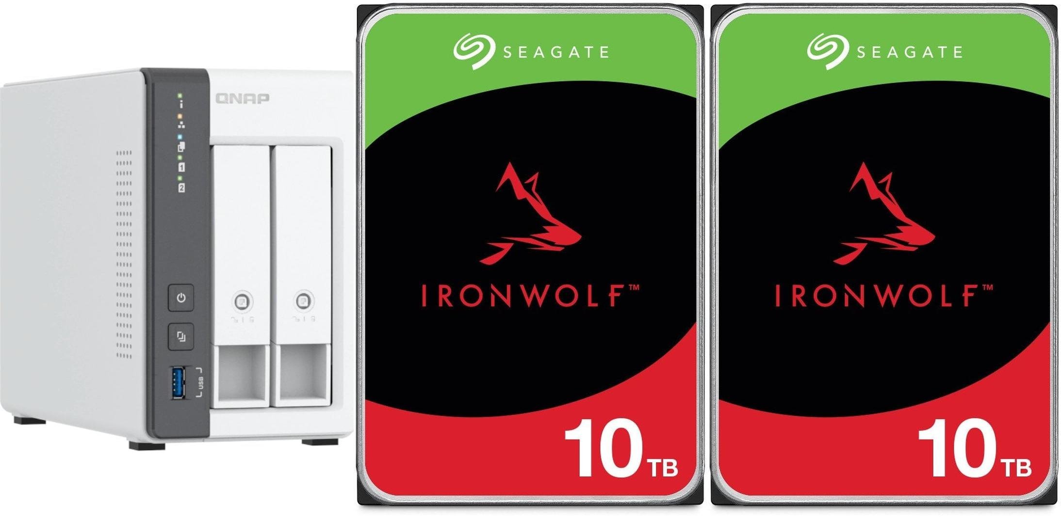 Serwer plików Qnap TS-216G + 2x Seagate IronWolf 10TB ST10000VN000