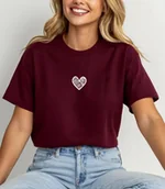 Koszulki i topy damskie - Damska koszulka - kolor burgundowy - miniaturka - grafika 1