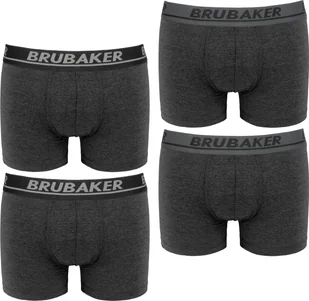 Bokserki męskie retro Brubaker - 4-pak retro szortów - Bokserki hipster z paskiem w talii Wygodne i oddychające bez rozcięcia - Bielizna męska wykonana z bawełny - Antracytowy rozmiar M - Majtki męskie - miniaturka - grafika 1