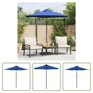 The Living Store Parasol ogrodowy na stalowym słupku - lazurowy - 225x225x212 cm - Parasol Ogrodowy - Parasole ogrodowe - miniaturka - grafika 1