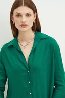 Koszule damskie - Medicine koszula lniana damska kolor zielony relaxed z kołnierzykiem klasycznym - miniaturka - grafika 1