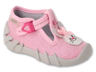 Kapcie dziewczęce różowe Befado 110P374 domowe do przedszkola na zapinki-23 - Kapcie damskie - miniaturka - grafika 1