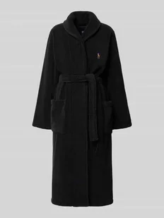 Szlafrok z wiązanym paskiem i wyhaftowanym logo - Szlafroki męskie Szlafrok z wiązanym paskiem i wyhaftowanym logo - Szlafroki męskie - miniaturka - grafika 1