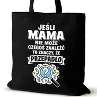 Torby i wózki na zakupy - Torba bawełniana dla MAMY czarna na ramię zakupowa napisem prezent - miniaturka - grafika 1