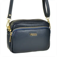 Torebki damskie - VEZZE mała skórzana listonoszka granatowa - miniaturka - grafika 1