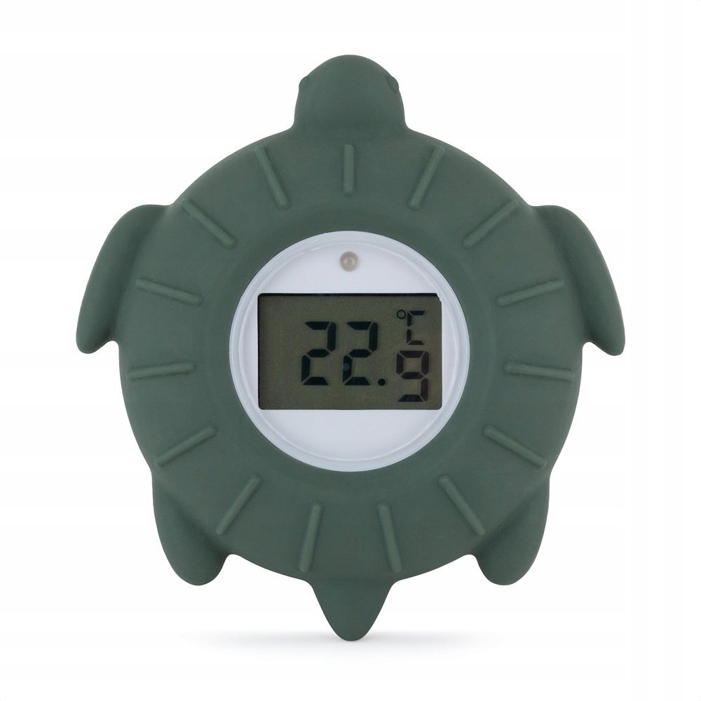 PETITE&MARS Silikonowy termometr cyfrowy do kąpieli Turtle Misty Green 0m+