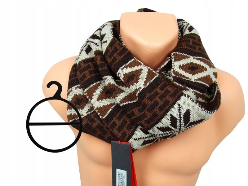 SUP SZALIK UNISEX CIEPŁY WZÓR BRĄZ BEŻ MODNY ZIMOWY