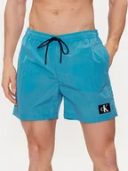 Kąpielówki męskie - Calvin Klein Swimwear Szorty kąpielowe KM0KM00980 Niebieski Regular Fit - miniaturka - grafika 1