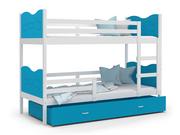 Łóżka dla dzieci i młodzieży - Łóżko piętrowe 190x80 białe niebieskie MAX - miniaturka - grafika 1