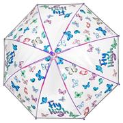 Parasolki dla dzieci - Parasol dziecięcy Perletti Cool Kids manualny długi transparentny dla dziewczynek wzór motyle - miniaturka - grafika 1