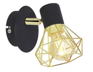 Lampy pozostałe - Candellux Lighting lampa ścienna VERVE 91-62598 czarno-złota reflektorek z drucianym kloszem loft nad lustro 91-62598 - miniaturka - grafika 1