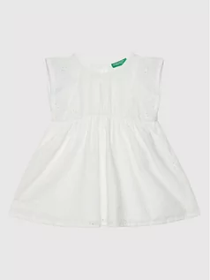 Sukienki i spódniczki dla dziewczynek - United Colors Of Benetton Sukienka letnia 4POCGV00B Biały Regular Fit - grafika 1