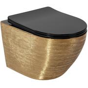 Miski WC - Miska sedesowa WC Rea Carlo mini złoto szczotkowane z deską wolnoopadającą- Dodatkowo 5% rabatu na kod REA5 - miniaturka - grafika 1