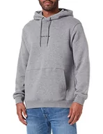 Bluzy męskie - SELECTED HOMME męska bluza z kapturem haftowana, Medium Grey Melange, L - miniaturka - grafika 1