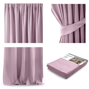 Zasłona BLACKOUT kolor pudrowy róż styl klasyczny taśma blackout 140x270 ameliahome - CURT/AH/BLACKOUT/PLEAT/PINK/140X270/1PC - Zasłony - miniaturka - grafika 1