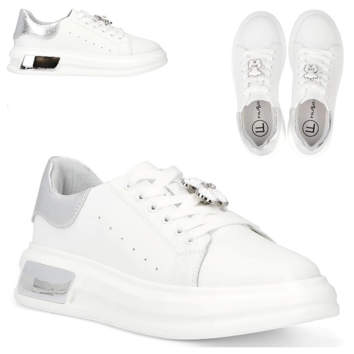 Półbuty Damskie SKÓRZANE FILIPPO Buty Wiosenne Wygodne Wsuwane Białe 38